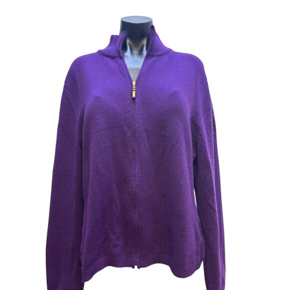 St. John Sport Cashmere Purple Zip Sweater XL - Picture 1 of 8